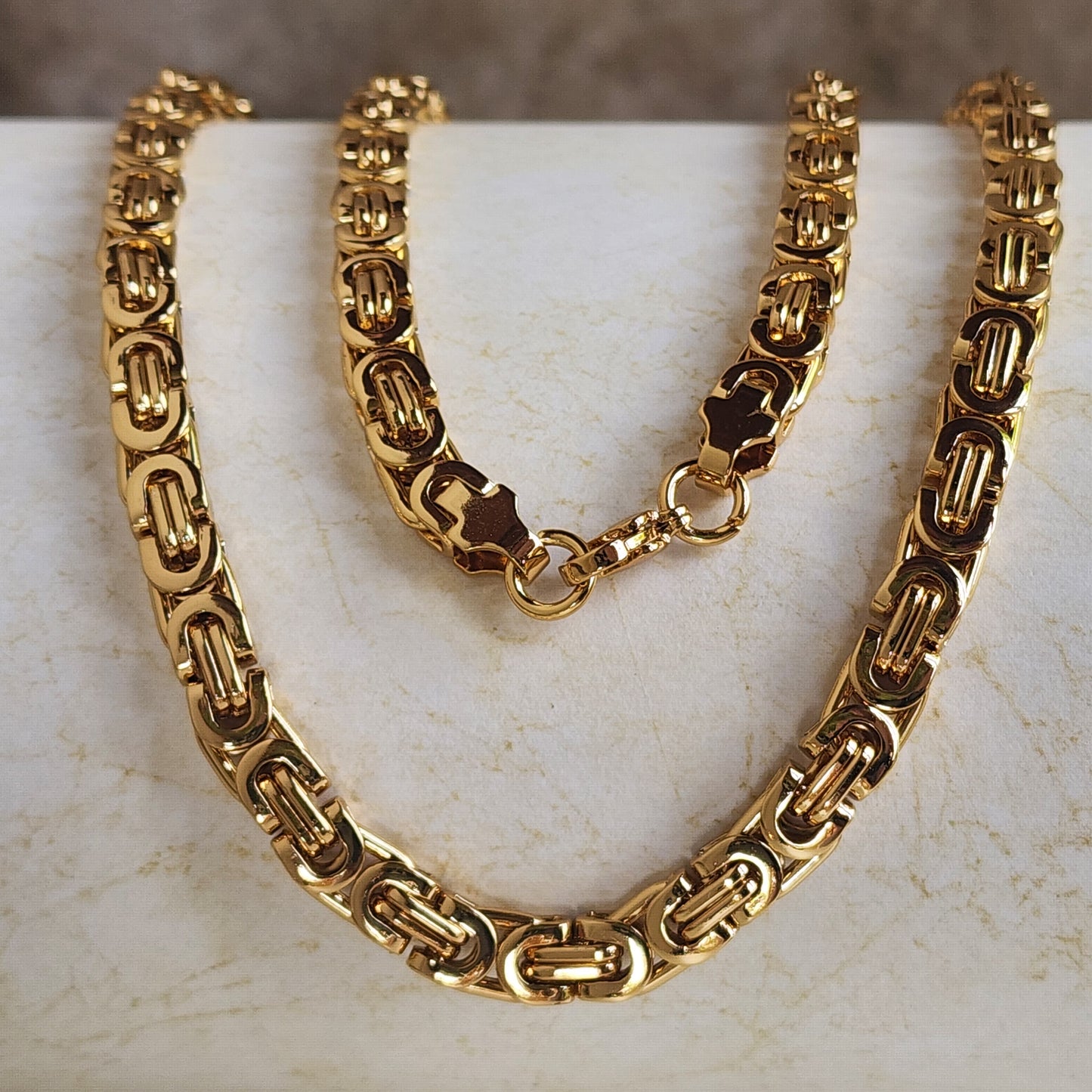 CADENA TEJIDO RUSTICO 6mm ORO 18k LAMINADO