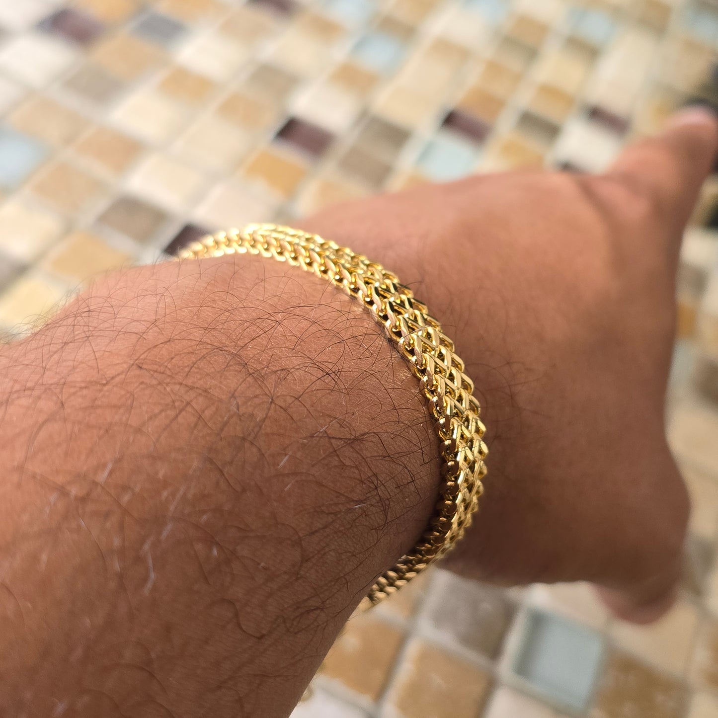 PULSERA DOBLE-FRANCO 6mm ORO 18K LAMINADO