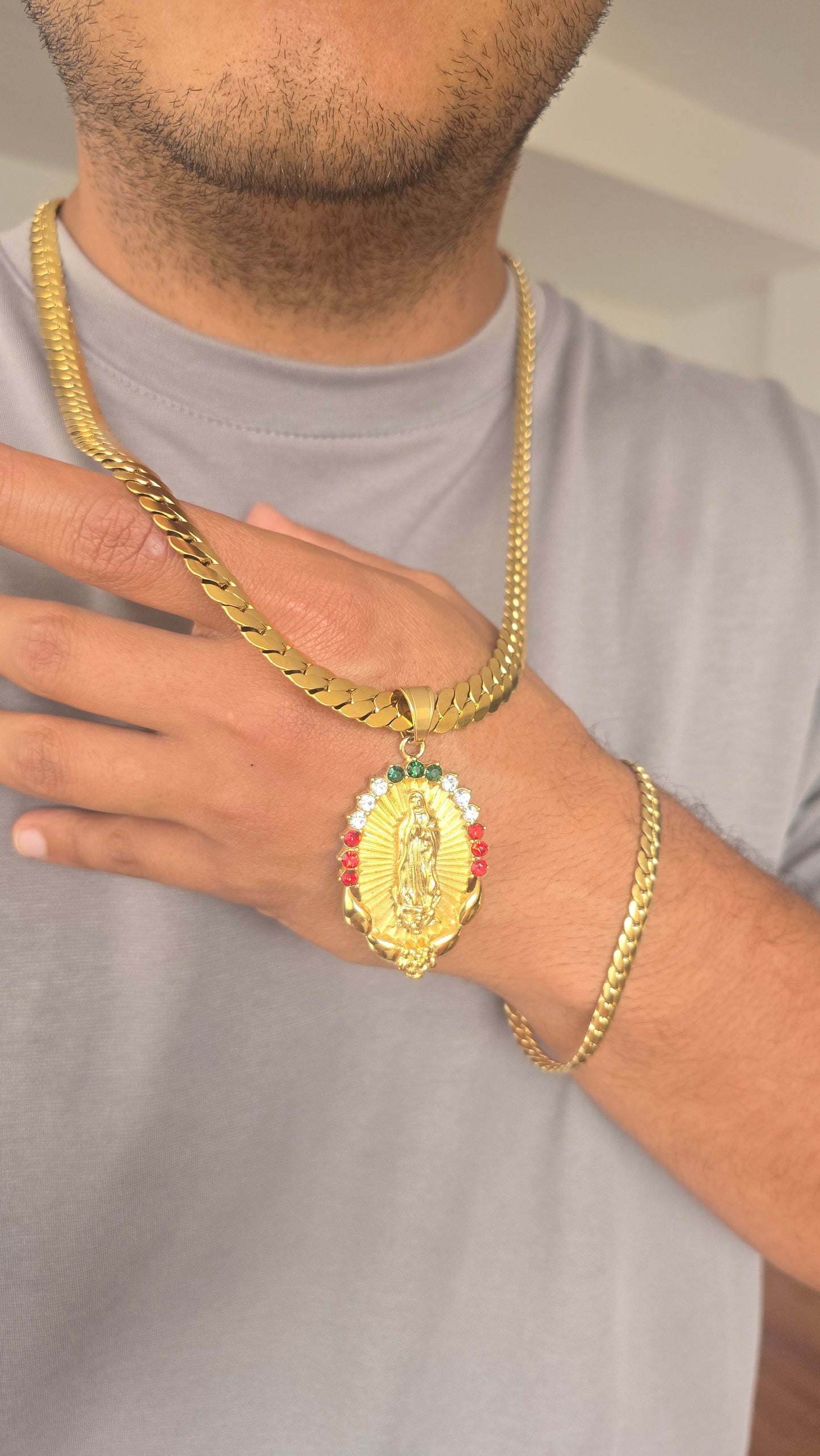 SET VIRGEN CON ELECCION DE TEJIDO! ORO LAMINADO 18K