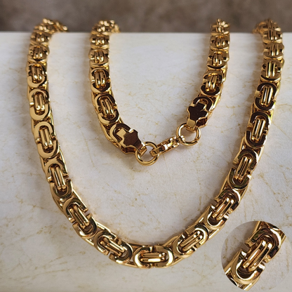 CADENA TEJIDO RUSTICO 6mm ORO 18k LAMINADO