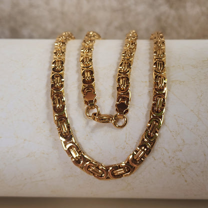 CADENA TEJIDO RUSTICO 6mm ORO 18k LAMINADO