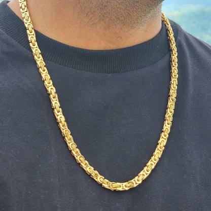 CADENA TEJIDO RUSTICO 6mm ORO 18k LAMINADO