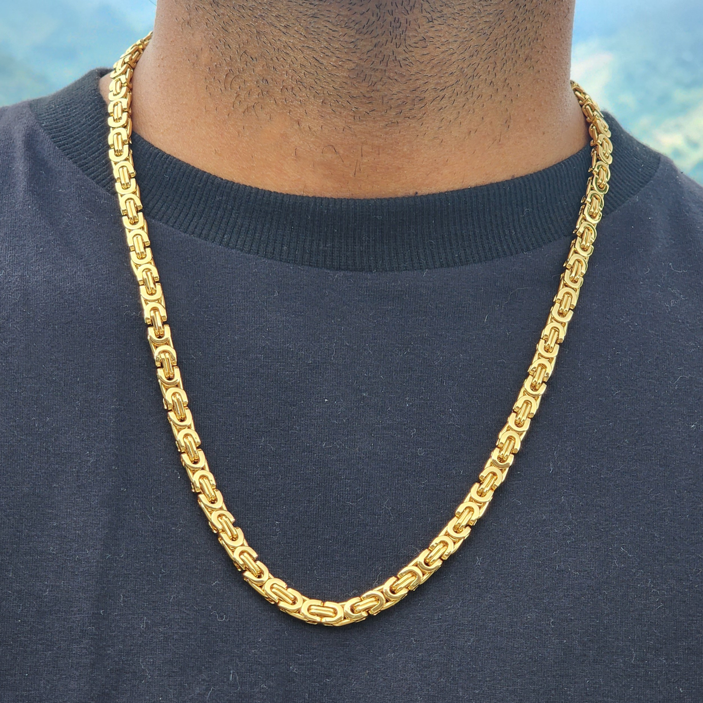 CADENA TEJIDO RUSTICO 6mm ORO 18k LAMINADO