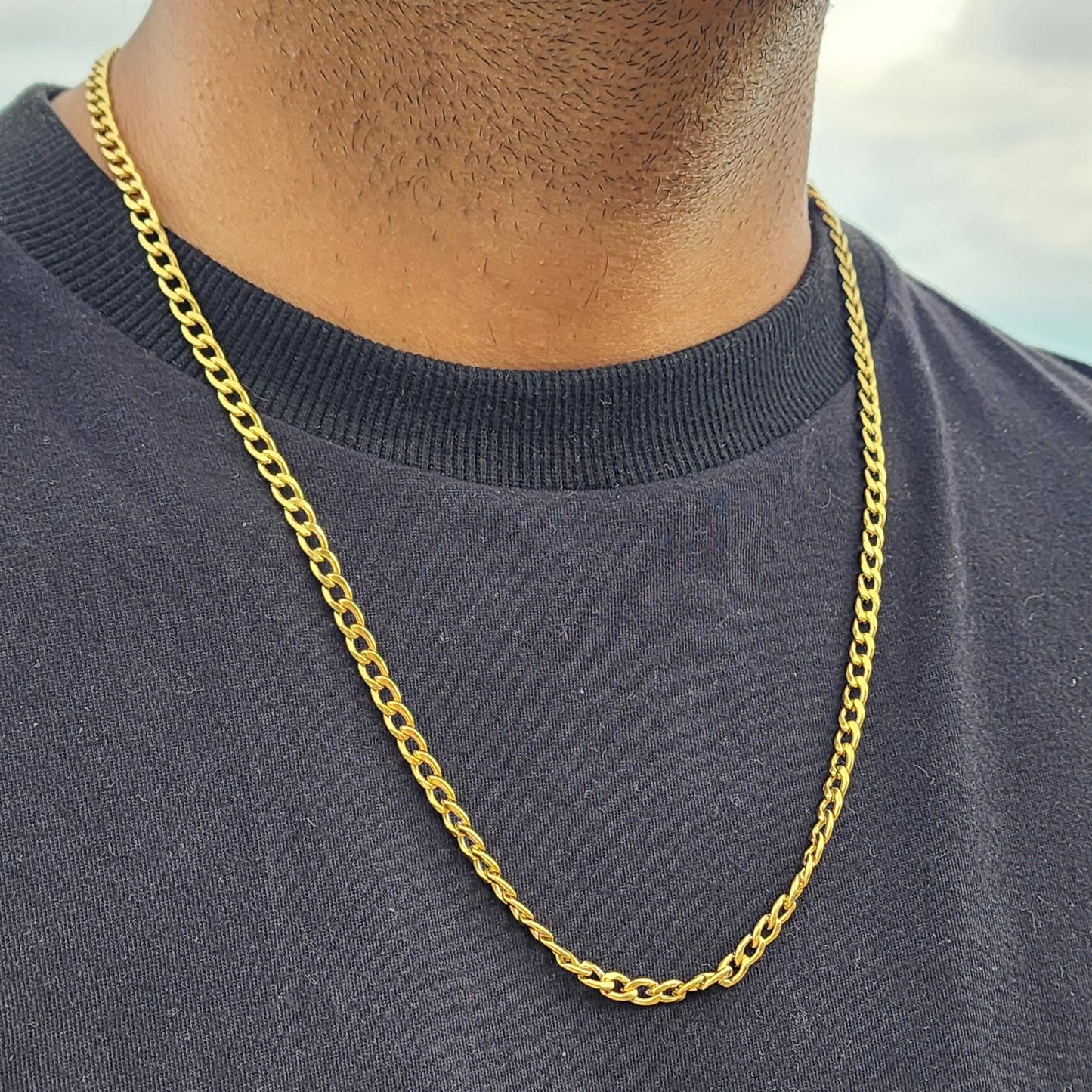 SET TEJIDO CUBANO ORO 18k LAMINADO - CADENA 4.5mm Y PULSERA 3mm