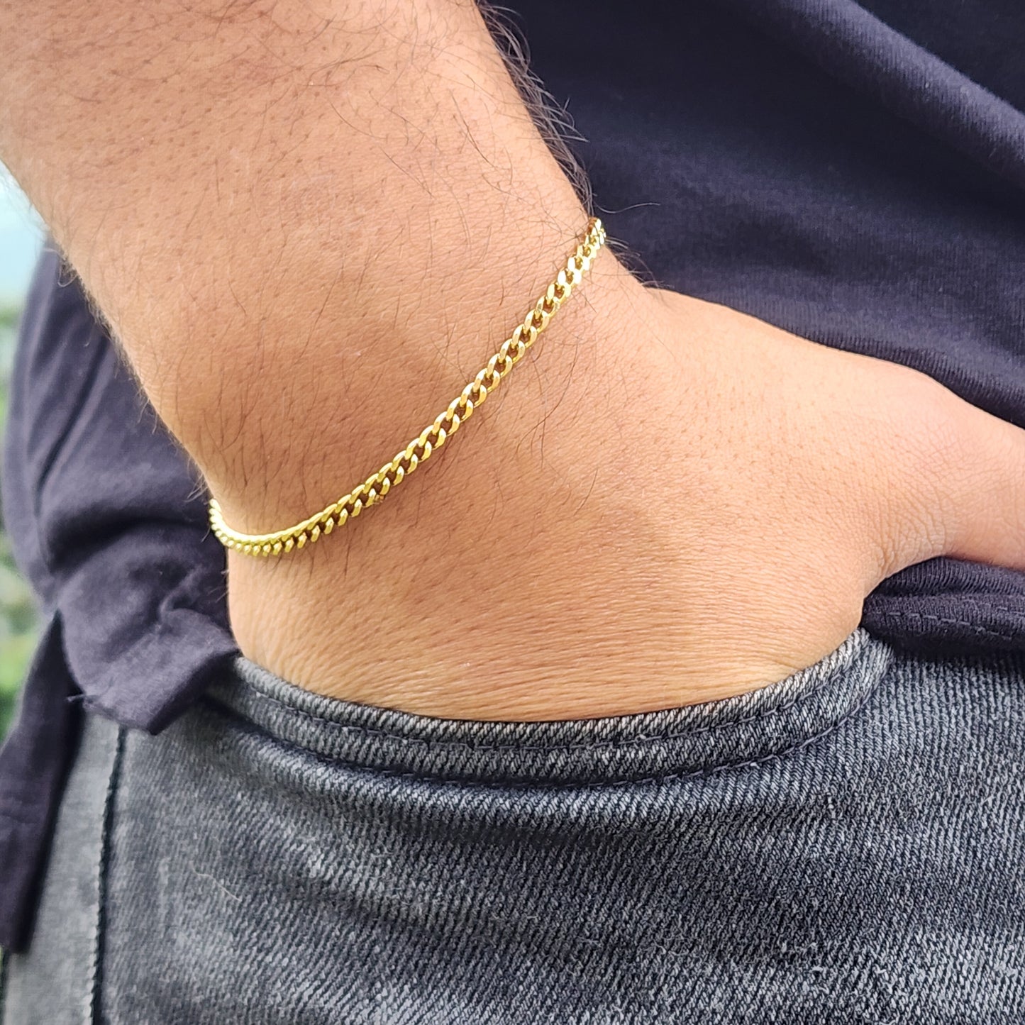 SET TEJIDO CUBANO ORO 18k LAMINADO - CADENA 4.5mm Y PULSERA 3mm