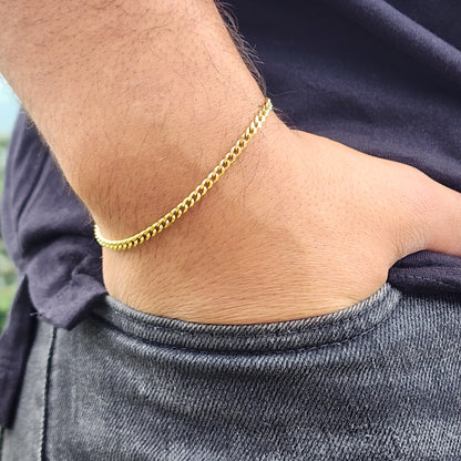 SET TEJIDO CUBANO ORO 18k LAMINADO - CADENA 4.5mm Y PULSERA 3mm