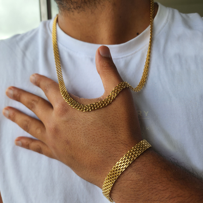 PULSERA TEJIDO CHINO DOBLE CARRIL 6mm ORO 18k LAMINADO