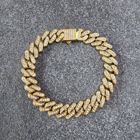 PULSERA CUBANA 10mm ICED ORO 18k LAMINADO