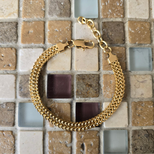 PULSERA DOBLE-FRANCO 6mm ORO 18K LAMINADO