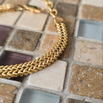 PULSERA DOBLE-FRANCO 6mm ORO 18K LAMINADO