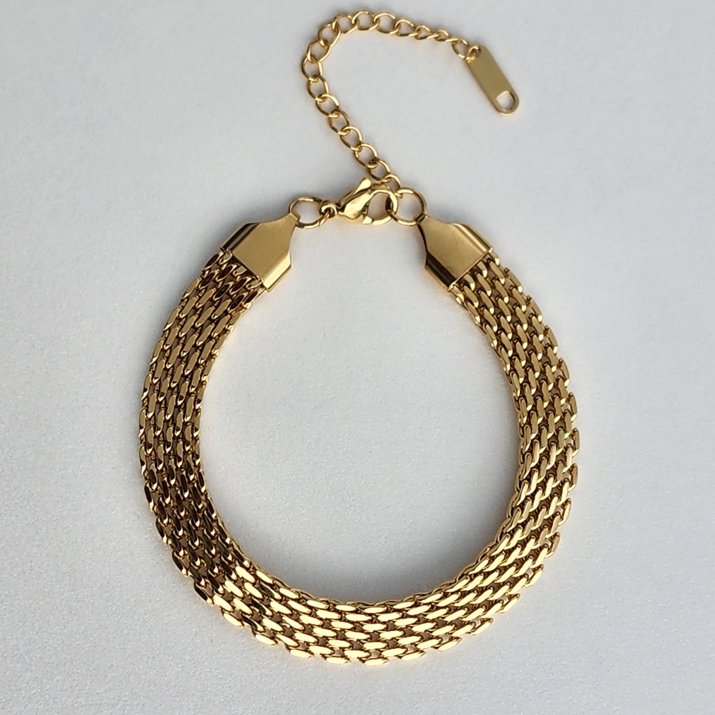 PULSERA TEJIDO CHINO DOBLE CARRIL 6mm ORO 18k LAMINADO