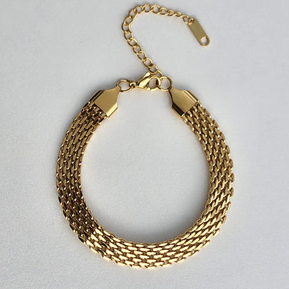 PULSERA TEJIDO CHINO DOBLE CARRIL 6mm ORO 18k LAMINADO