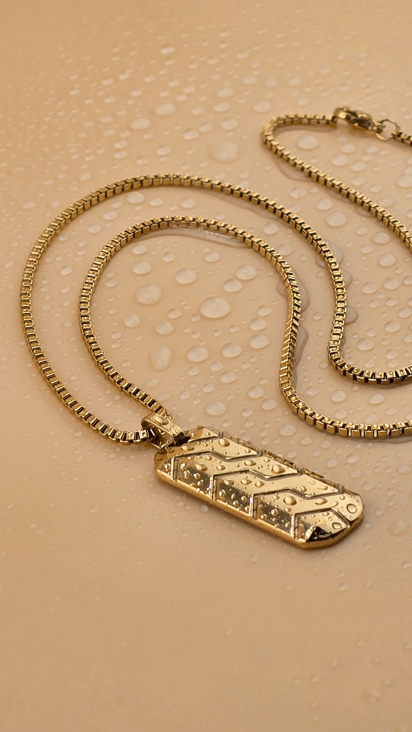 DIJE PLACA MILITAR Y CADENA VENECIANA 3mm