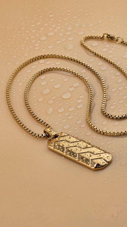 DIJE PLACA MILITAR Y CADENA VENECIANA 3mm