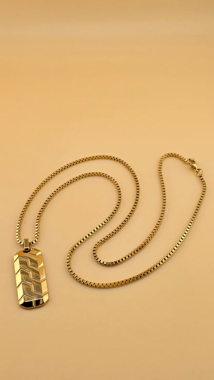 DIJE PLACA MILITAR Y CADENA VENECIANA 3mm