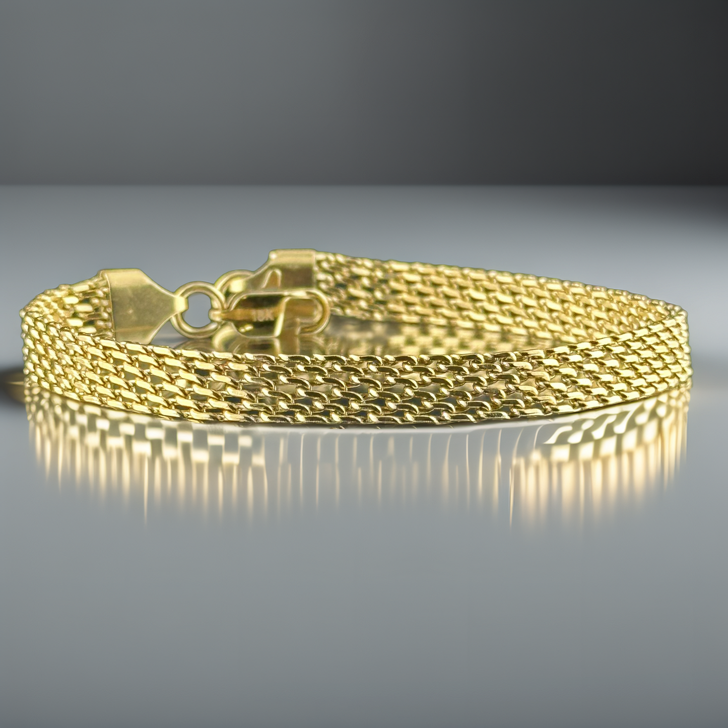 PULSERA TEJIDO CHINO DOBLE CARRIL 6mm ORO 18k LAMINADO