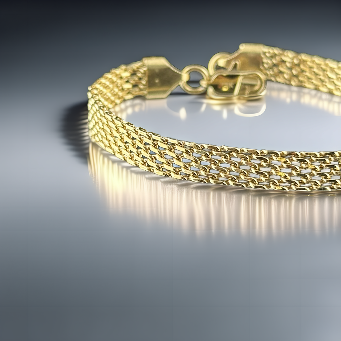 PULSERA TEJIDO CHINO DOBLE CARRIL 6mm ORO 18k LAMINADO