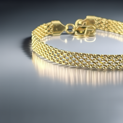 PULSERA TEJIDO CHINO DOBLE CARRIL 6mm ORO 18k LAMINADO