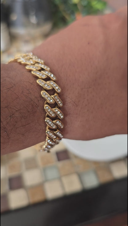 PULSERA CUBANA 10mm ICED ORO 18k LAMINADO